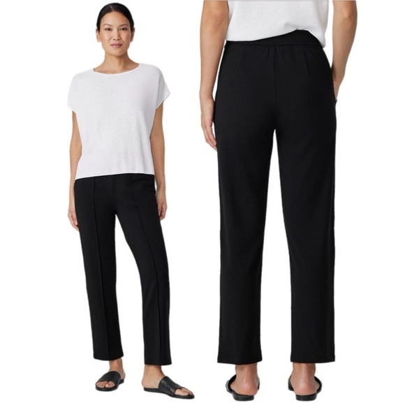 Eileen Fisher Pants - Eileen Fisher NWT Pima Cotton Stretch Jersey Pintuck Ankle Black Pant Size S